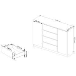 Тумба Akord K140 2D 4SZ (Sonoma Oak/White) Thumb