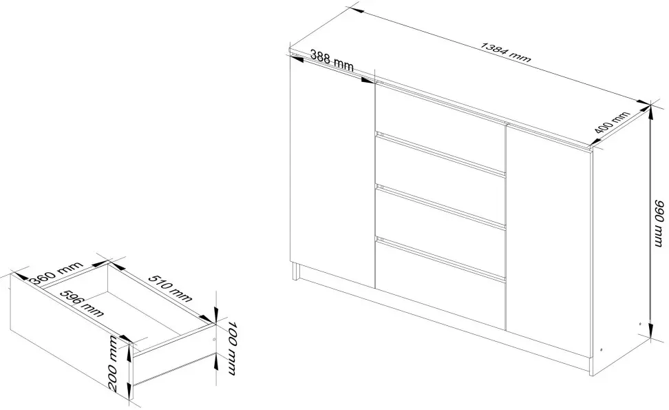 Тумба Akord K140 2D 4SZ (Sonoma Oak/White)