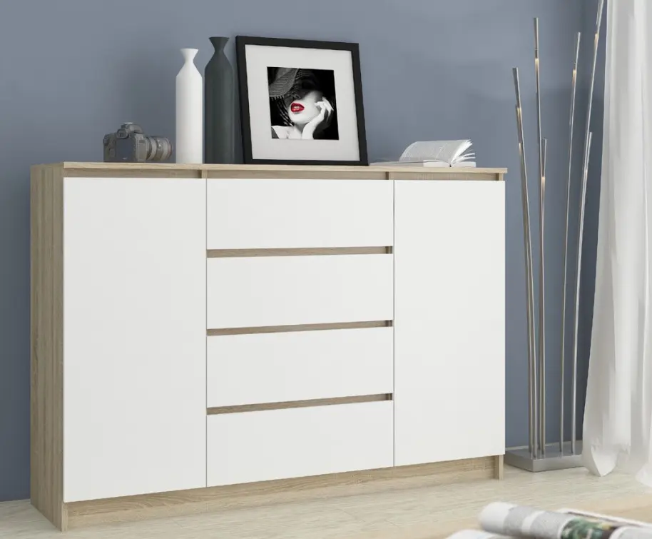 Тумба Akord K140 2D 4SZ (Sonoma Oak/White)