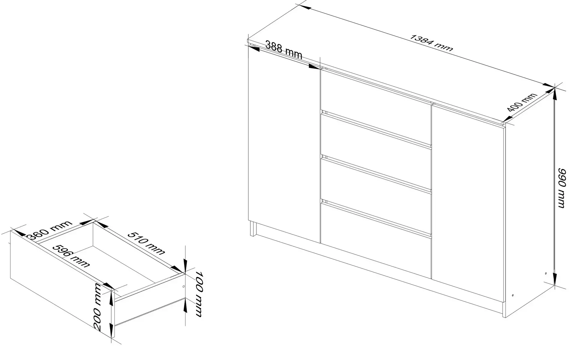 Tumba Akord K140 2D 4SZ (Wenge/Sonoma Oak)