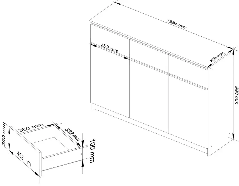 Тумба Akord K140 3D 3SZ (Alder)