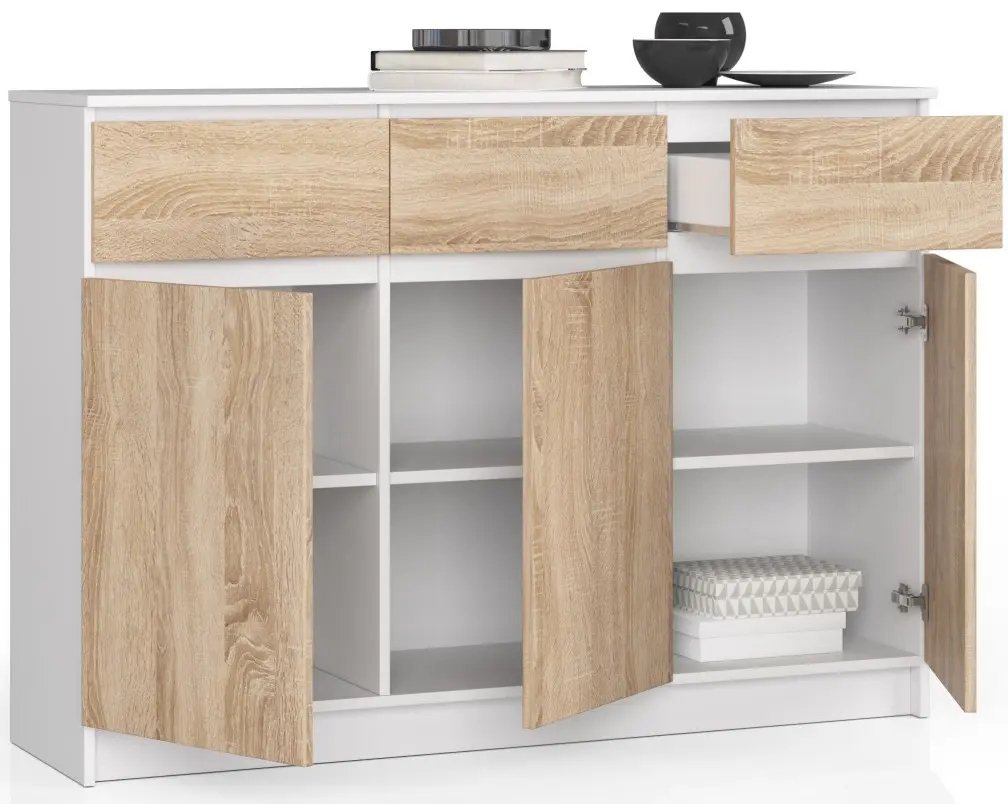 Тумба Akord K140 3D 3SZ (Sonoma/White)