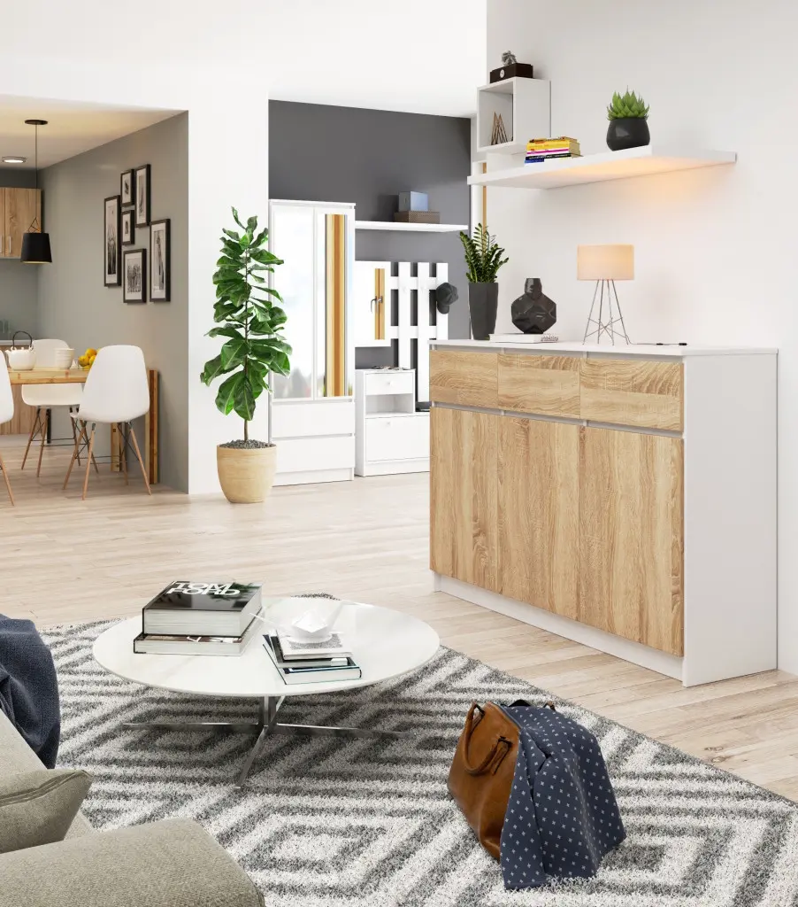 Тумба Akord K140 3D 3SZ (Sonoma/White)