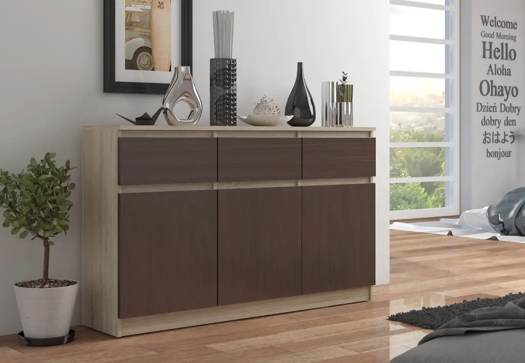 Тумба Akord K140 3D 3SZ (Wenge/Sonoma)