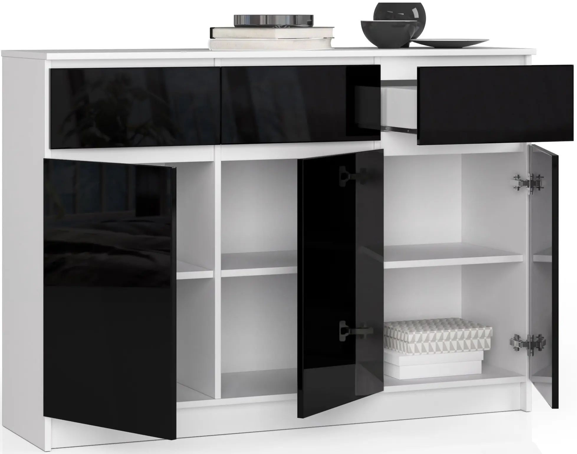 Tumba Akord K140 3D 3SZ (White/Black Gloss)