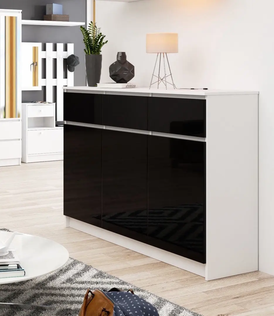 Tumba Akord K140 3D 3SZ (White/Black Gloss)