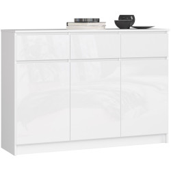 Тумба Akord K140 3D 3SZ (White/Glossy White) Thumb