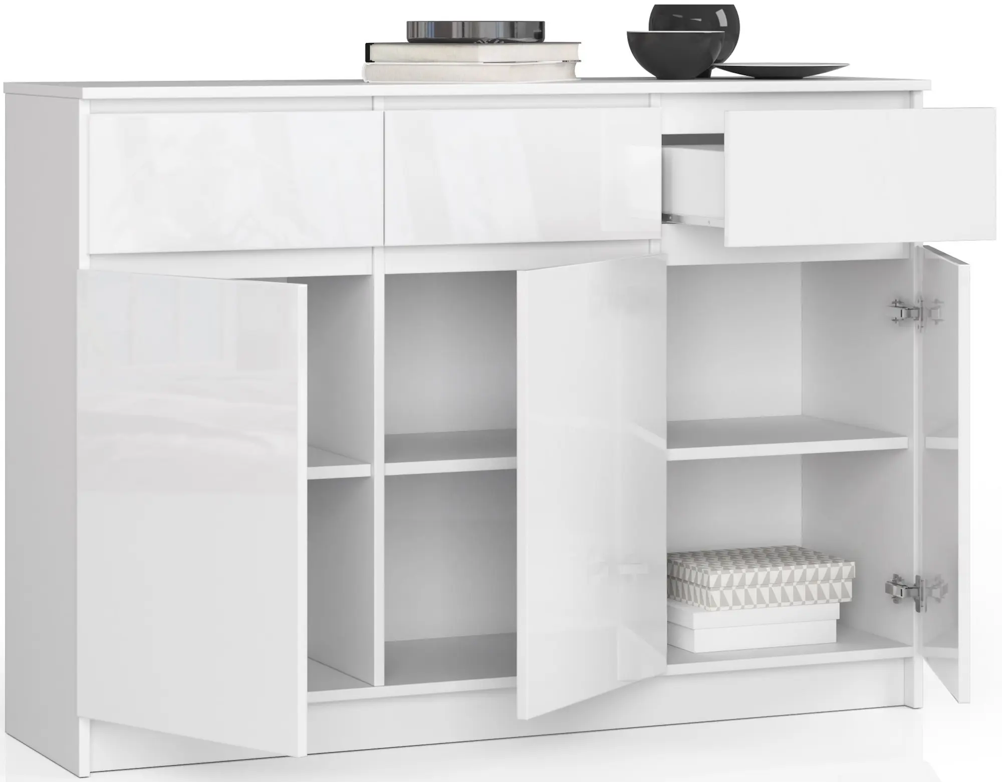 Тумба Akord K140 3D 3SZ (White/Glossy White)