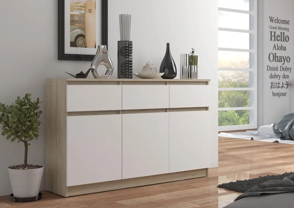 Tumba Akord K140 3D 3SZ (White/Sonoma Oak)