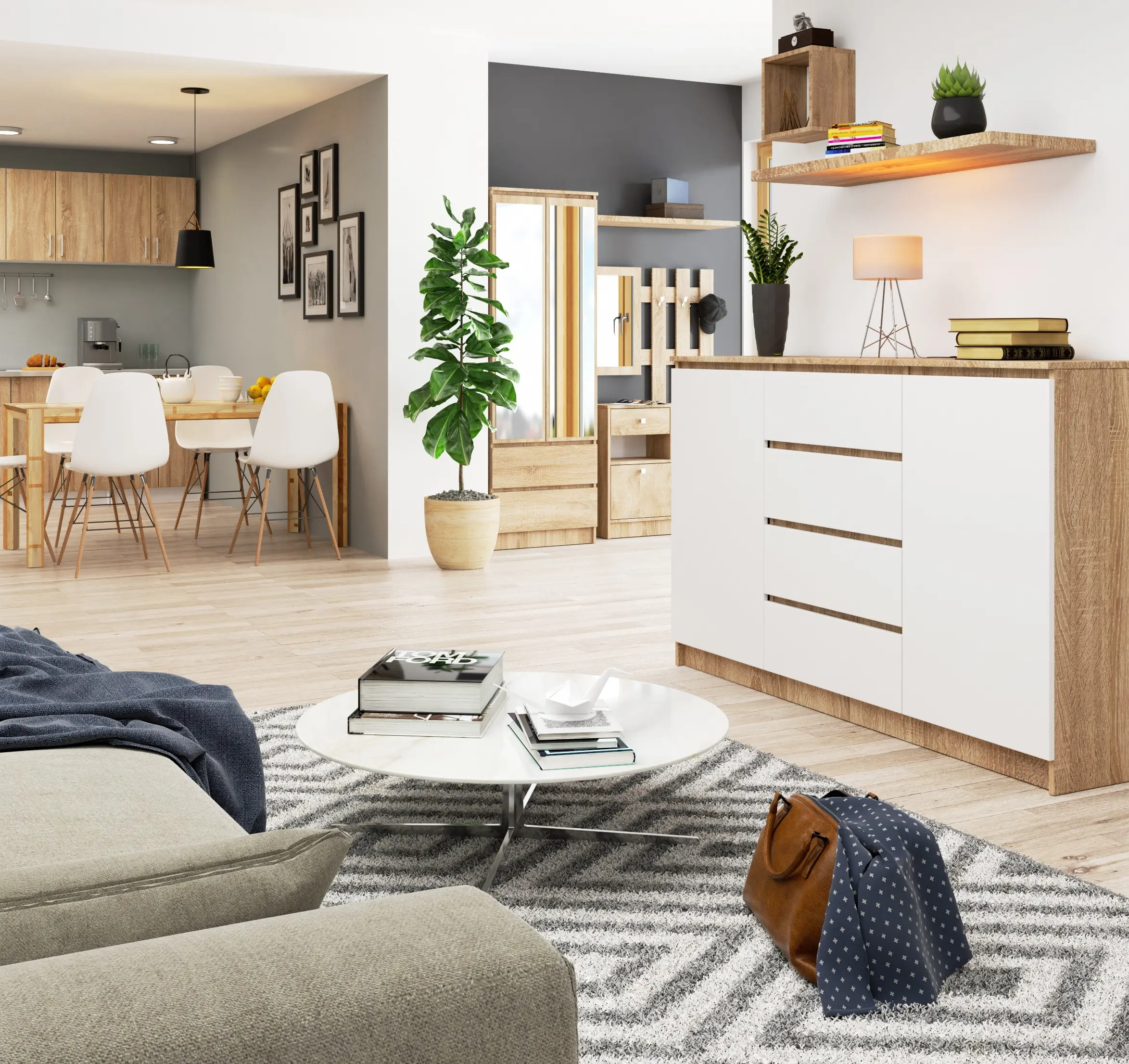 Tumba Akord K160 2D4SZ (Sonoma Oak/White)