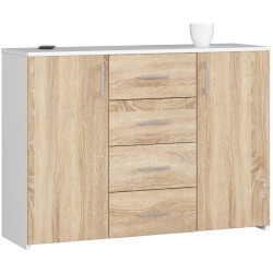 Tumba Akord K45 110cm 2D 4SZ (White/Sonoma Oak) Thumb