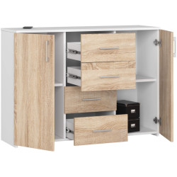 Tumba Akord K45 110cm 2D 4SZ (White/Sonoma Oak) Thumb