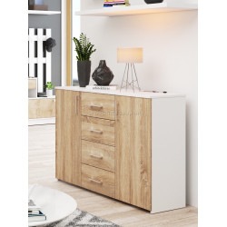 Tumba Akord K45 110cm 2D 4SZ (White/Sonoma Oak)