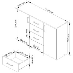 Tumba Akord K45 110cm 2D 4SZ (White/Sonoma Oak) Thumb
