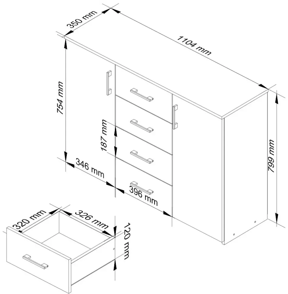 Tumba Akord K45 110cm (Sonoma Oak)