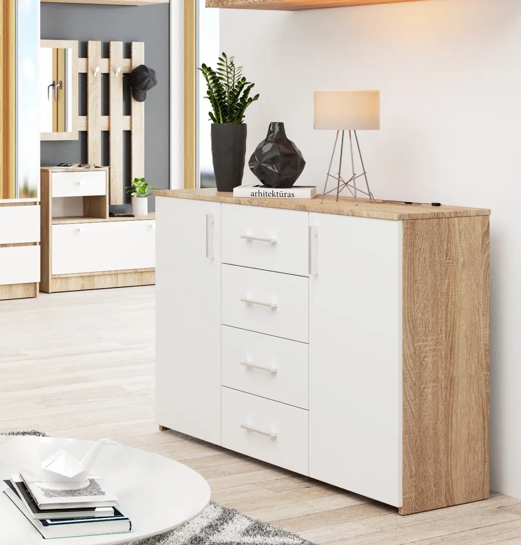 Tumba Akord K45 110cm (Sonoma Oak/White)