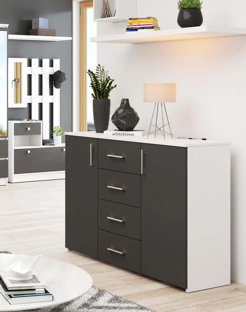 Tumba Akord K45 110cm (White/Graphite Grey)