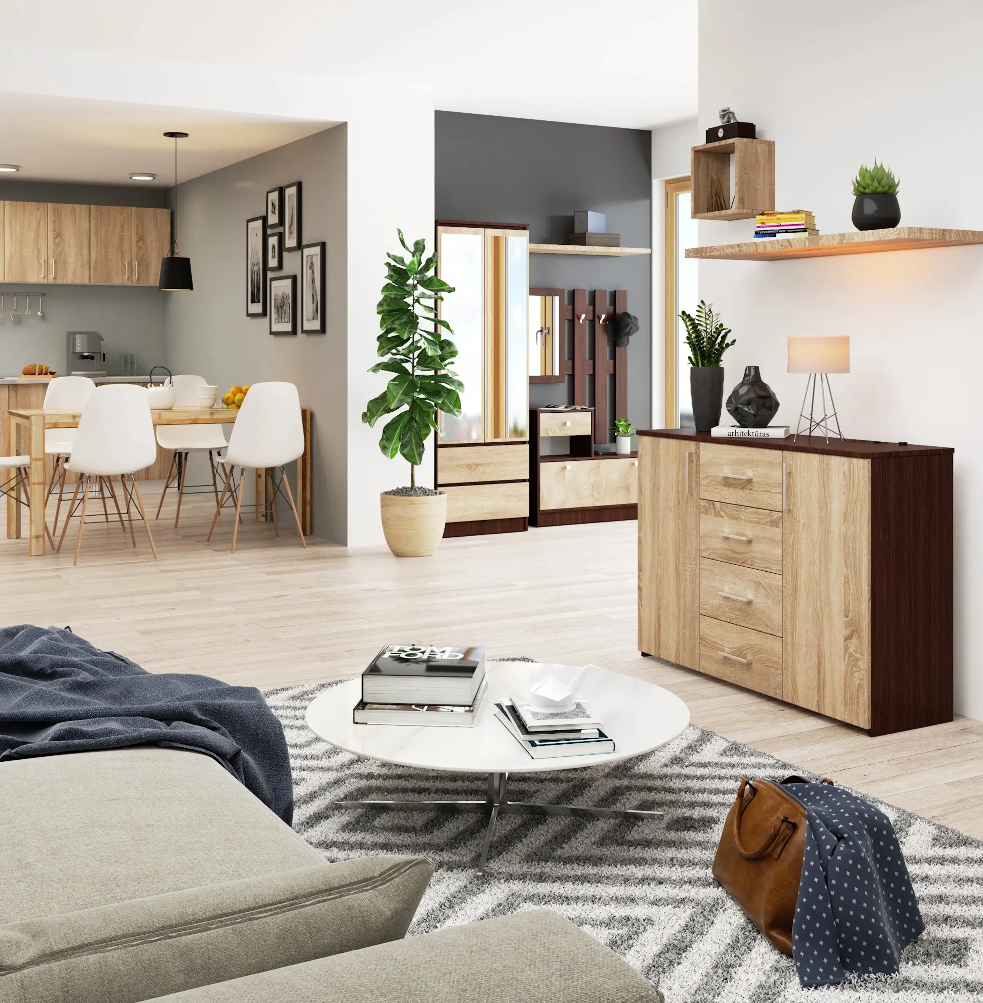 Tumba Akord K45 2D4SZ (Wenge/Sonoma Oak)