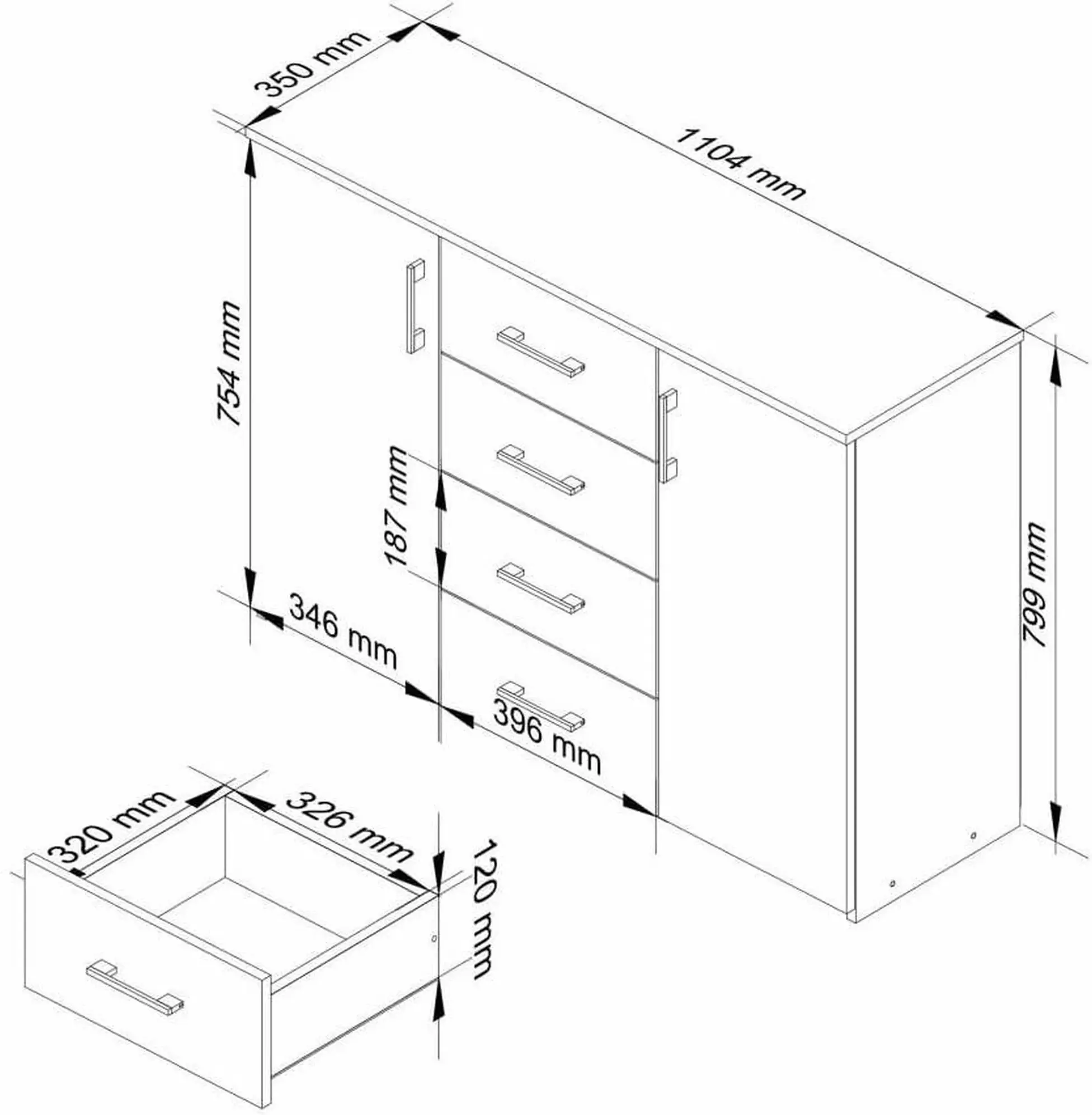Tumba Akord K45 2D4SZ (Wenge/Sonoma Oak)