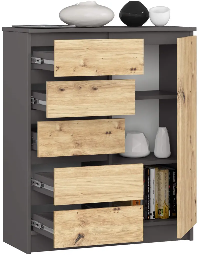 Tumba Akord K80 1D 5SZ (Graphite Grey/Artisan Oak)