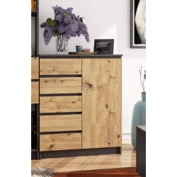 Tumba Akord K80 1D 5SZ (Graphite Grey/Artisan Oak)