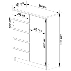 Tumba Akord K80 1D 5SZ (Graphite Grey/Artisan Oak) Thumb