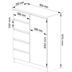 Tumba Akord K80 1D 5SZ (Sonoma Oak/White) Thumb