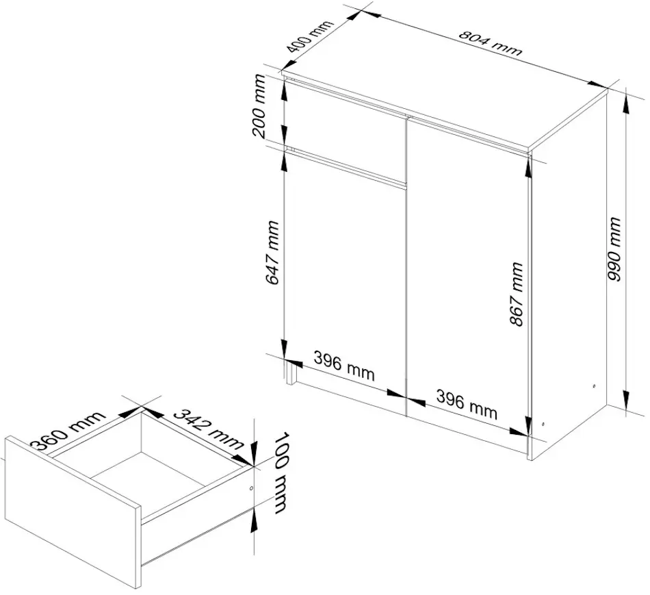 Tumba Akord K80 2D 1SZ (Metallic Gloss/White)