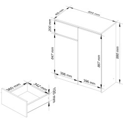Tumba Akord K80 2D 1SZ (Sonoma Oak/White) Thumb