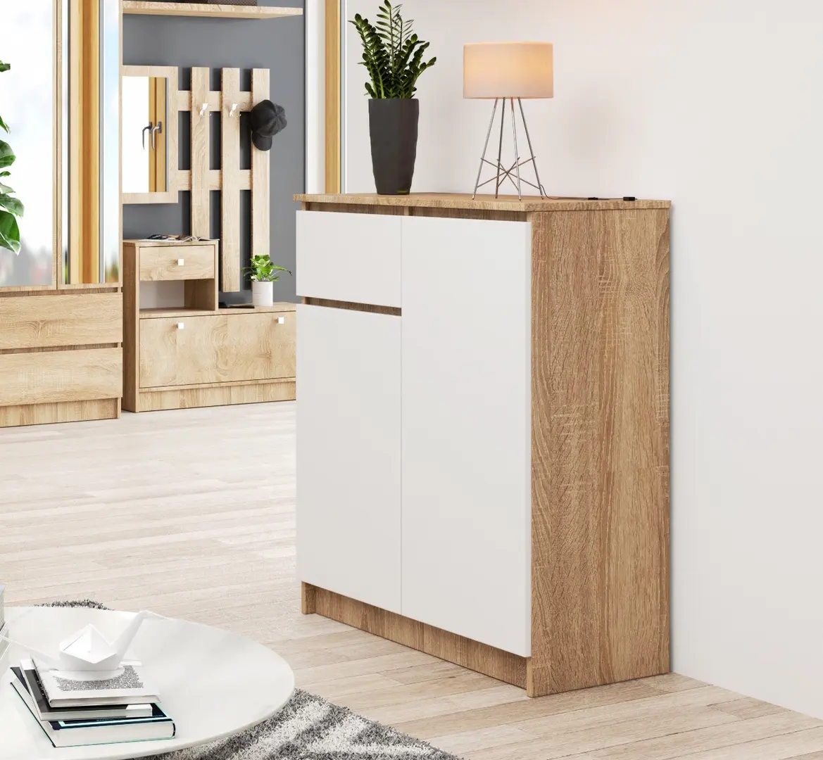 Tumba Akord K80 2D 1SZ (Sonoma Oak/White)