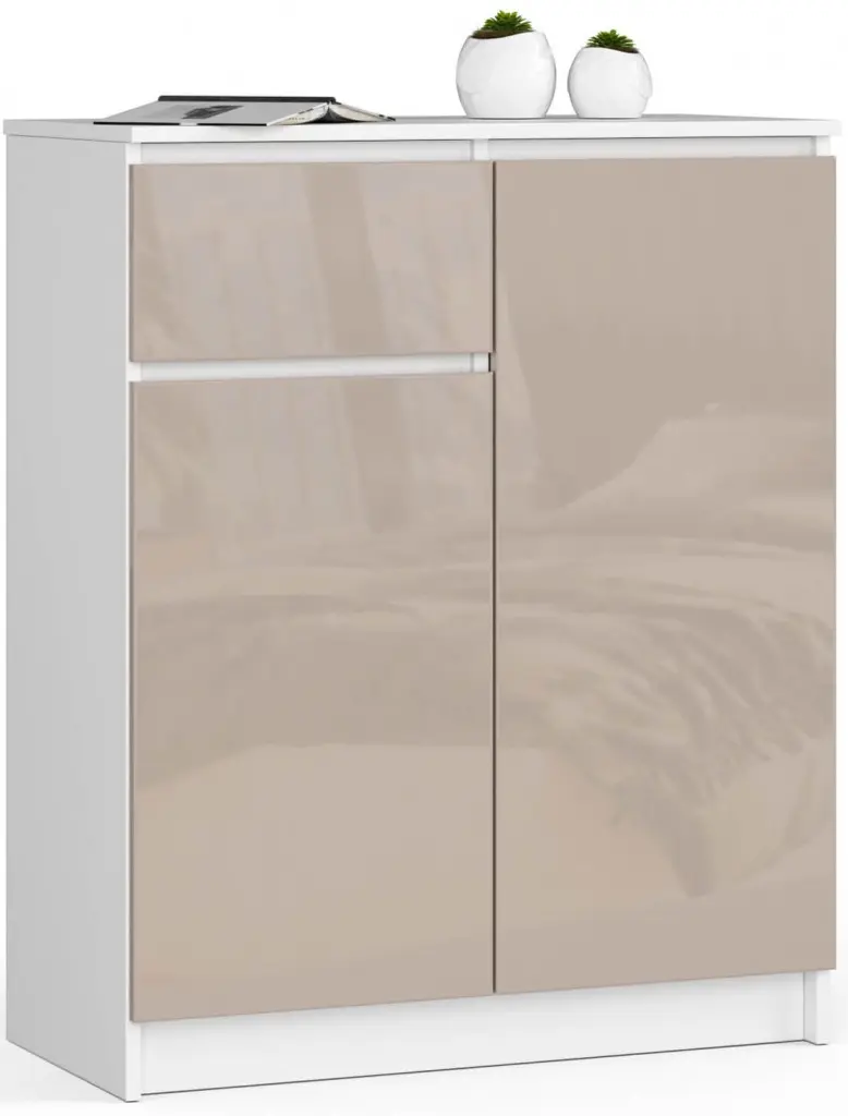 Tumba Akord K80 2D 1SZ (White/Cappuccino Gloss)