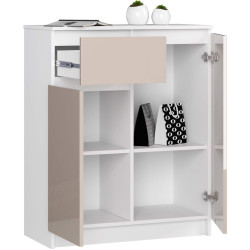 Tumba Akord K80 2D 1SZ (White/Cappuccino Gloss) Thumb