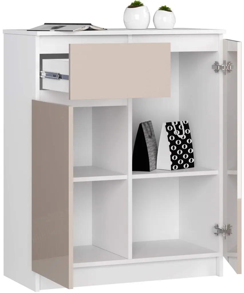 Tumba Akord K80 2D 1SZ (White/Cappuccino Gloss)