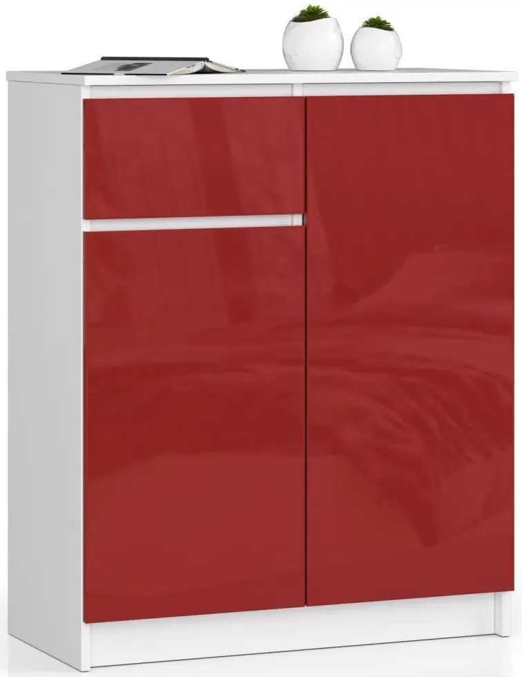 Tumba Akord K80 2D 1SZ (White/Red Gloss)