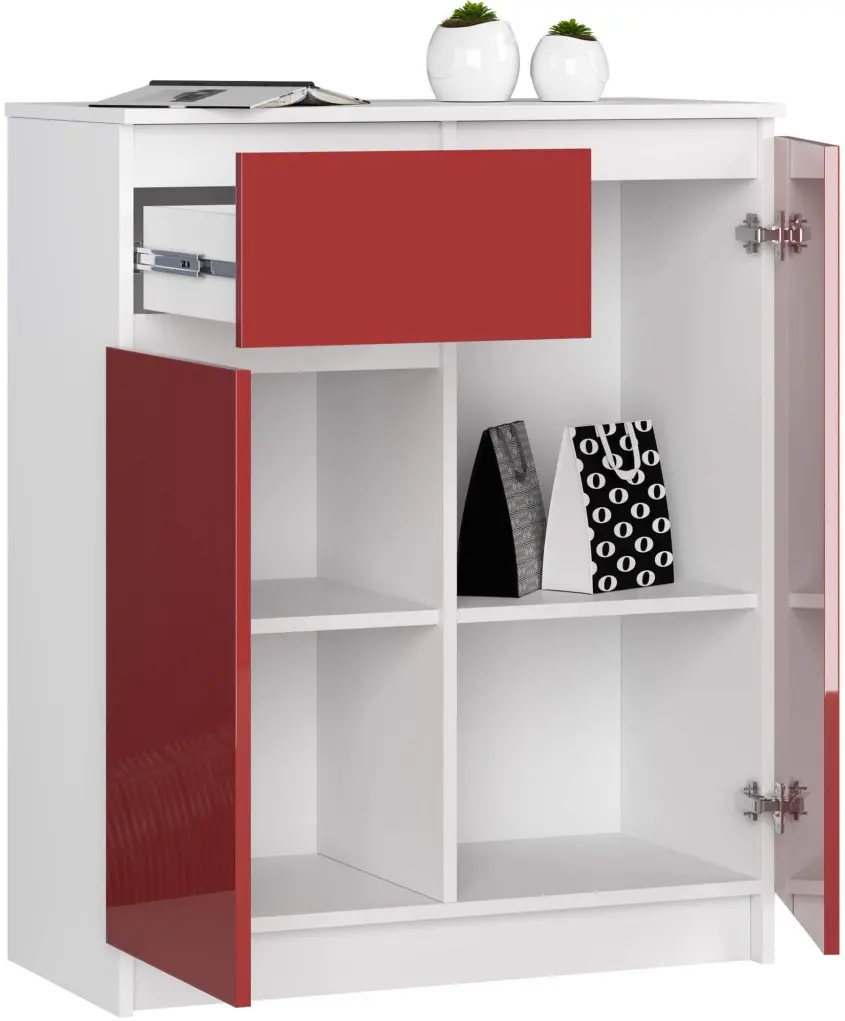 Tumba Akord K80 2D 1SZ (White/Red Gloss)