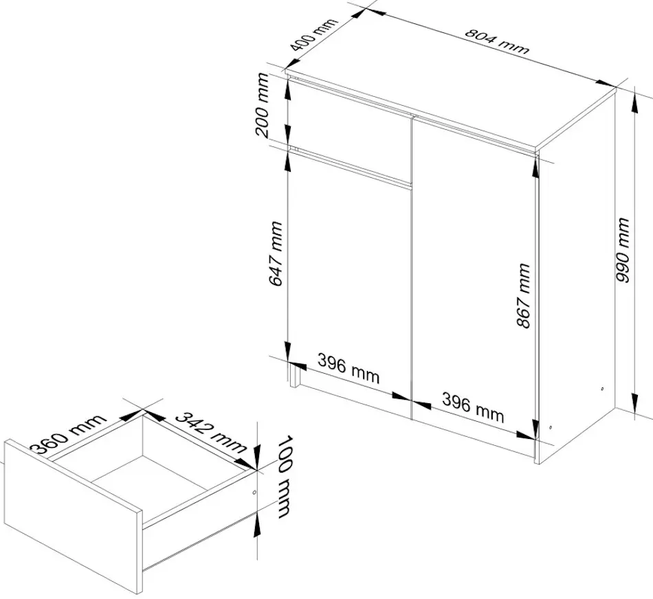 Tumba Akord K80 2D 1SZ (White/Red Gloss)