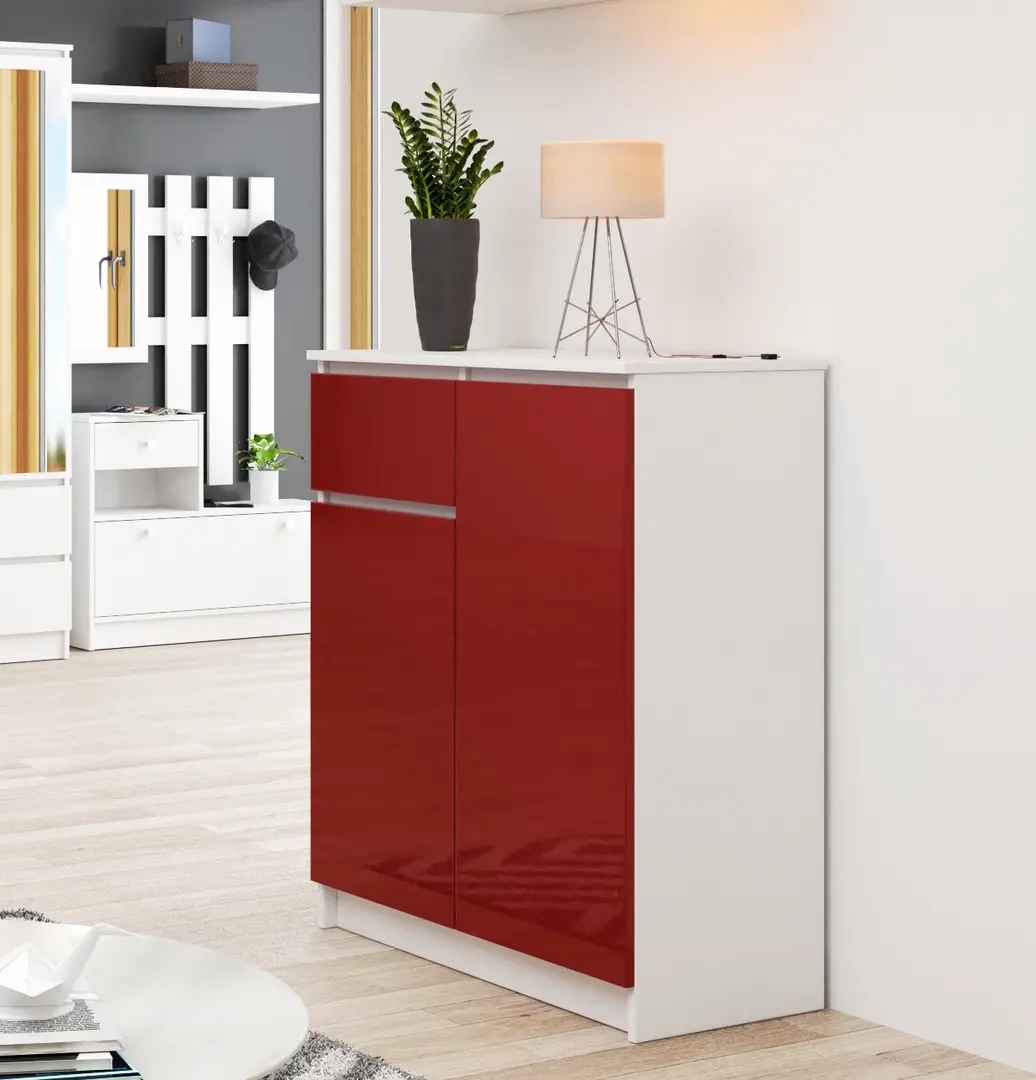 Tumba Akord K80 2D 1SZ (White/Red Gloss)