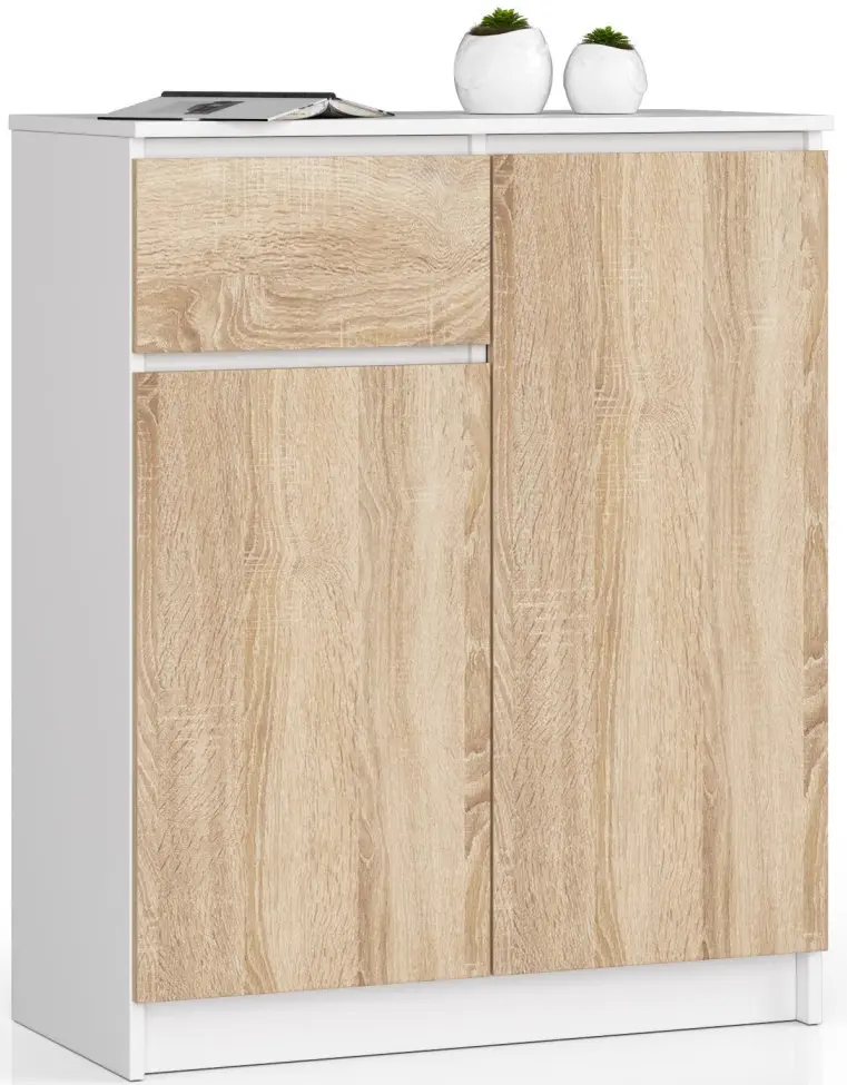 Tumba Akord K80 2D 1SZ (White/Sonoma Oak)