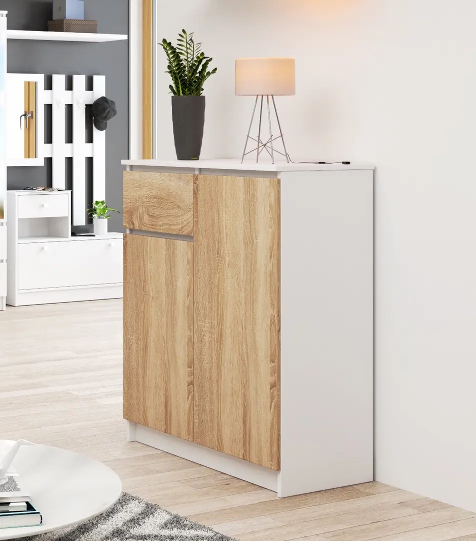 Tumba Akord K80 2D 1SZ (White/Sonoma Oak)