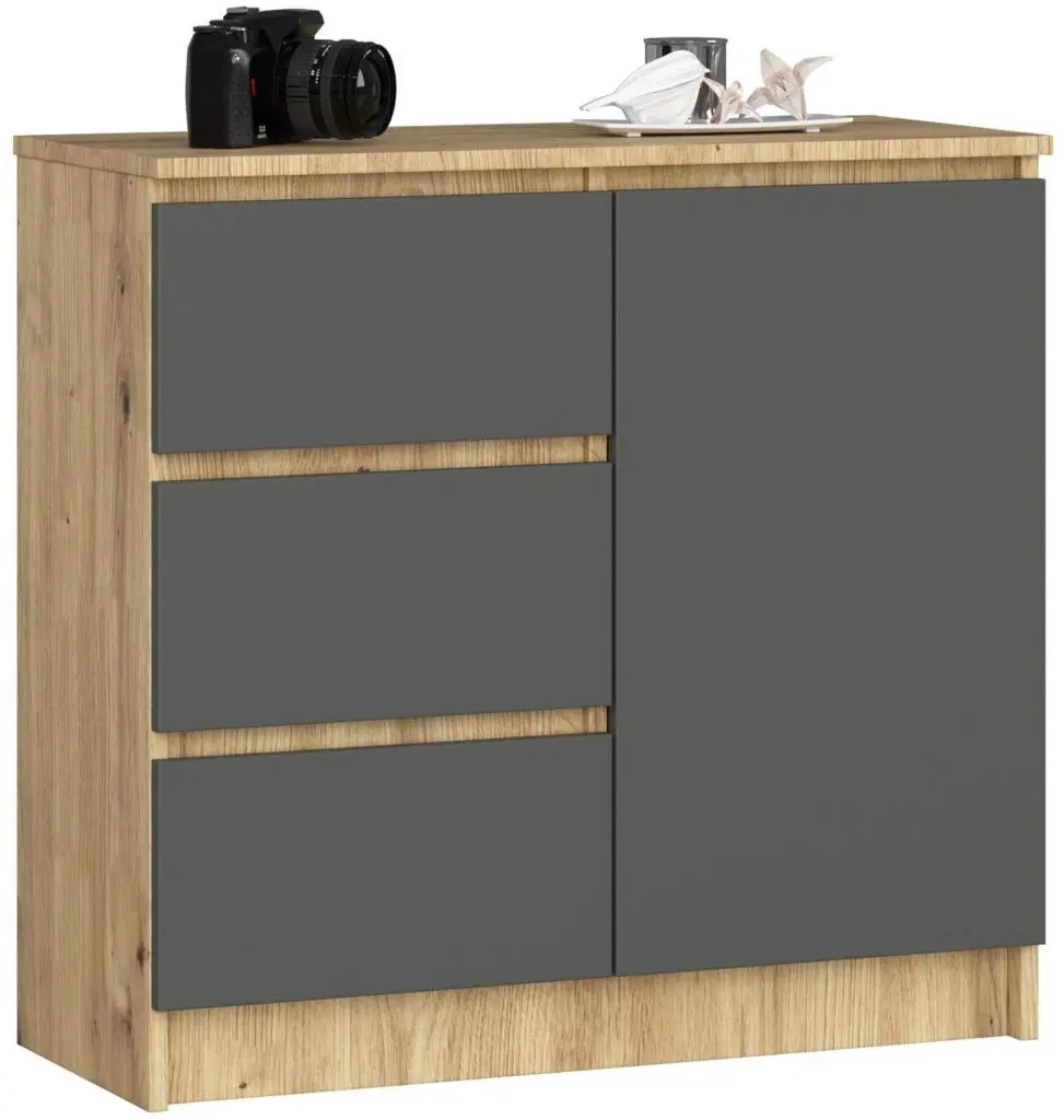 Тумба Akord K80 Jerry 1 3S (Artisan Oak/Graphite-Grey)