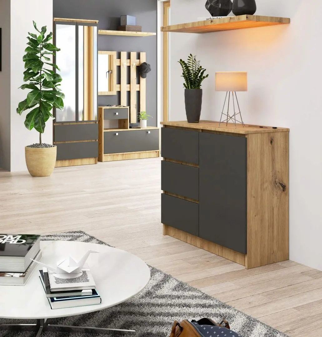 Тумба Akord K80 Jerry 1 3S (Artisan Oak/Graphite-Grey)