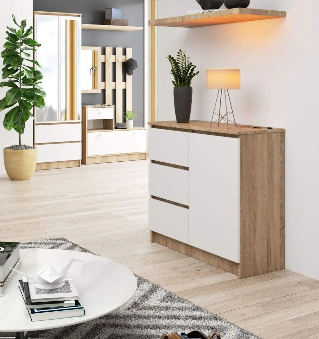 Тумба Akord K80 Jerry 1 3S (Sonoma Oak/White)