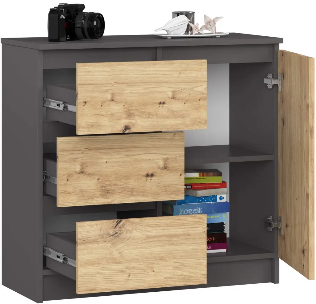 Tumba Akord K80 Jerry 1D 3SZ (Graphite Grey/Artisan Oak)