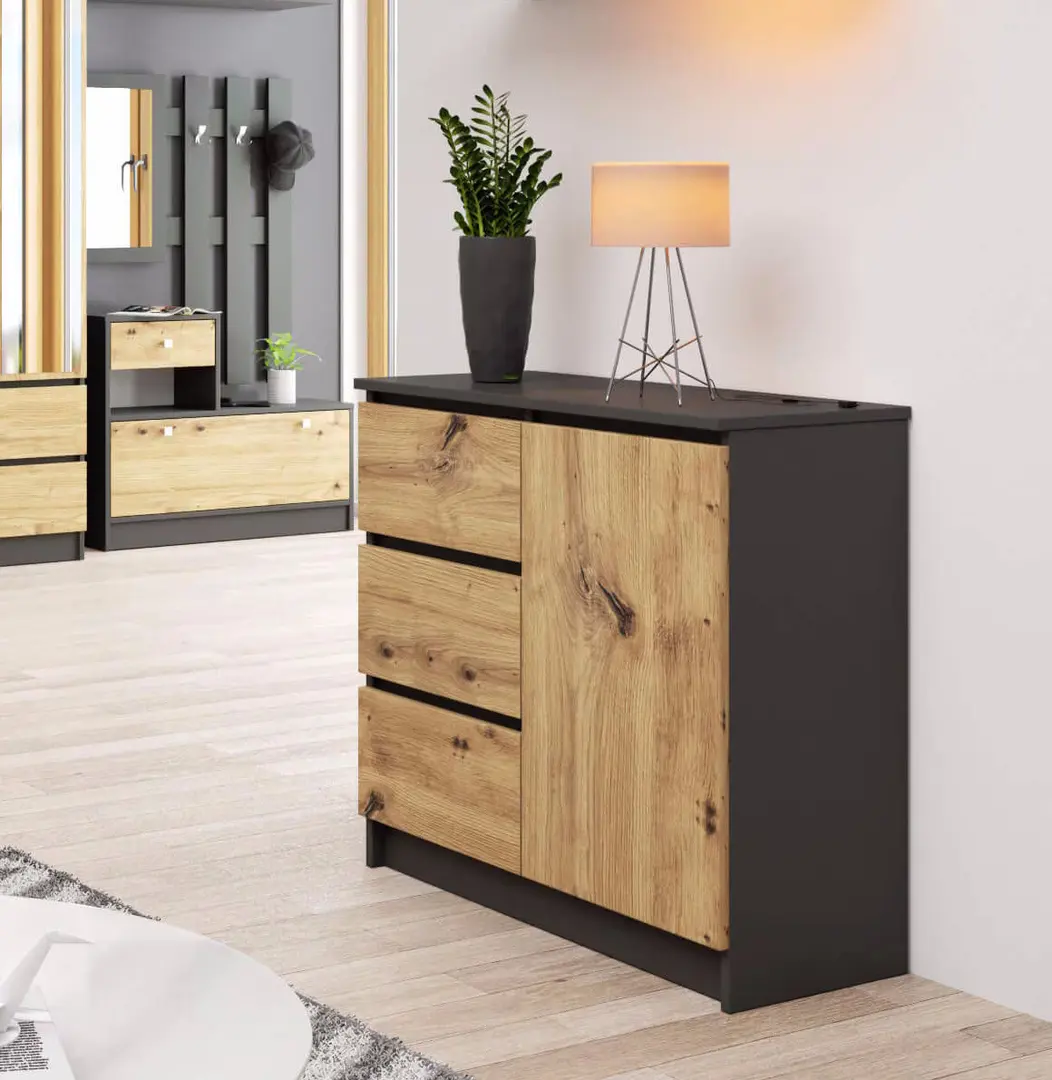 Tumba Akord K80 Jerry 1D 3SZ (Graphite Grey/Artisan Oak)