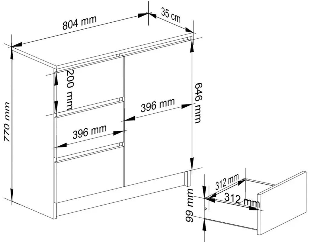 Tumba Akord K80 Jerry 1D 3SZ (Sonoma Oak)