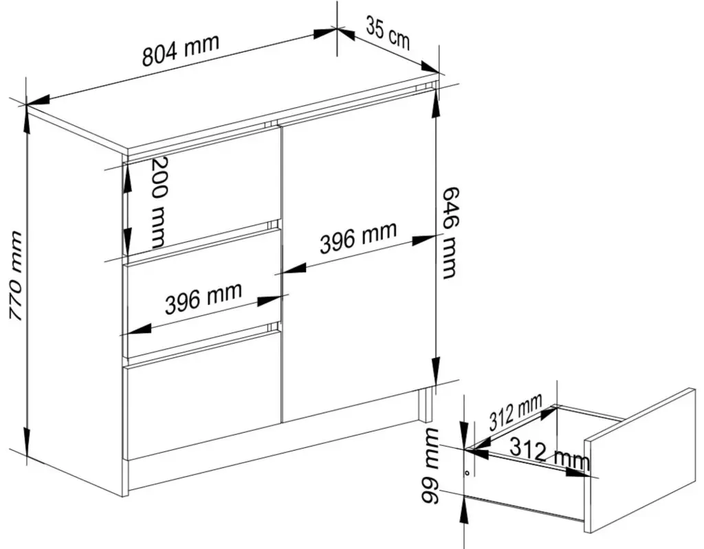 Tumba Akord K80 Jerry 1D 3SZ (White/Concrete)