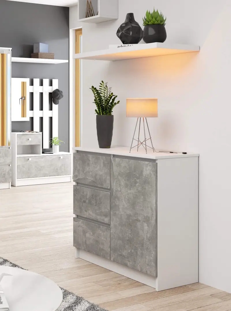 Tumba Akord K80 Jerry 1D 3SZ (White/Concrete)