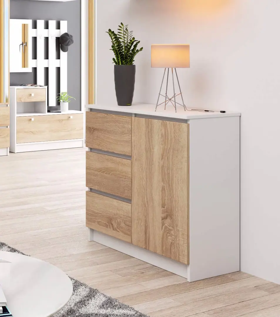 Tumba Akord K80 Jerry 1D 3SZ (White/Sonoma Oak)