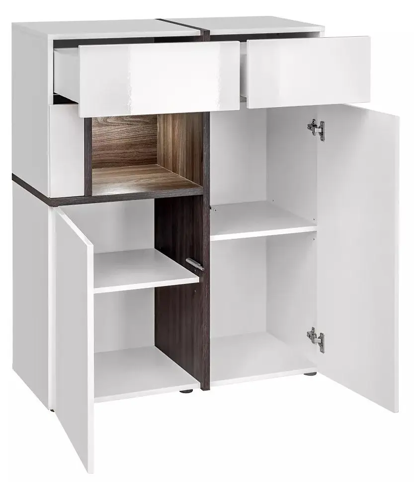 Tumba ASM Cross PEW CS WSN (White/White Gloss/Perla Elm)