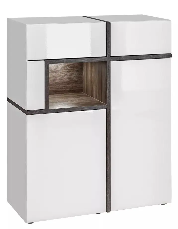 Tumba ASM Cross PEW CS WSN (White/White Gloss/Perla Elm)